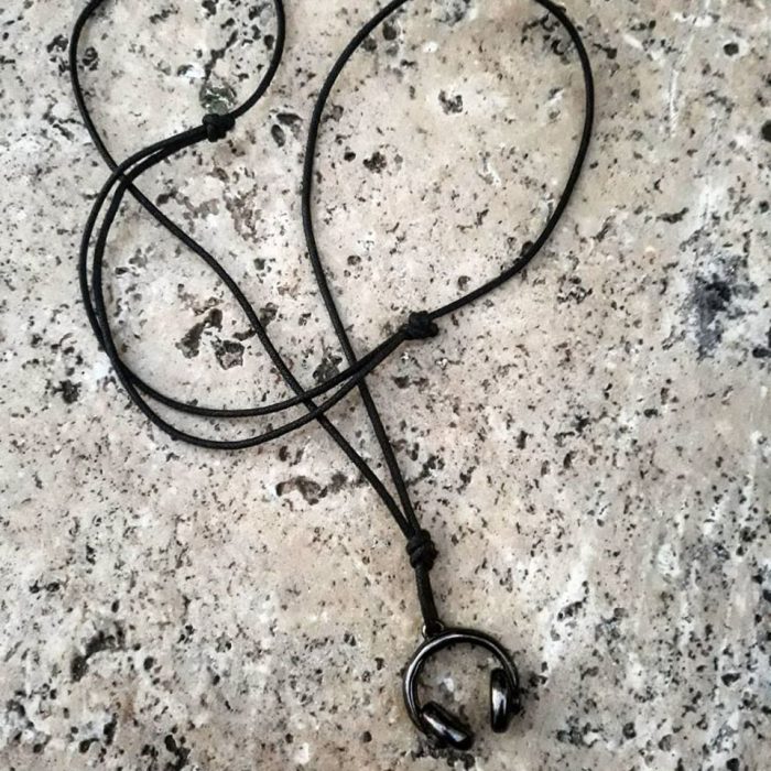 black snake cord necklace with headphones