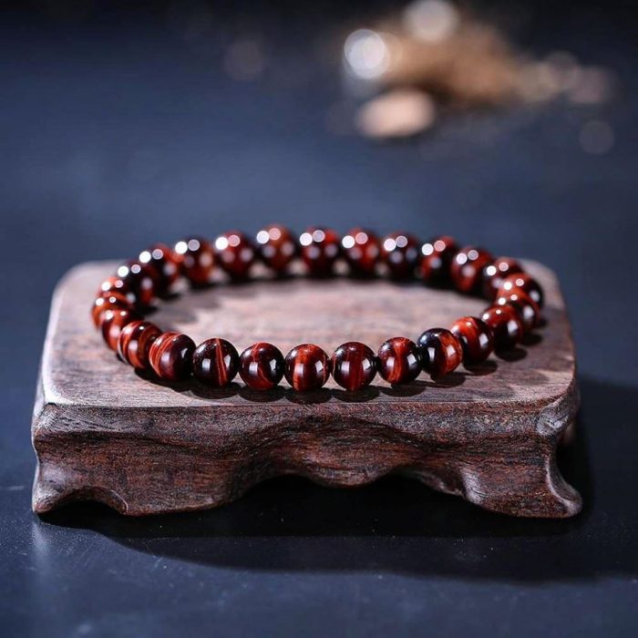 bracelet with red tiger eye beads