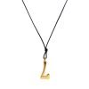 black snake cord necklace with gold metallic axe