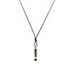 black snake cord necklace with metallic whistle