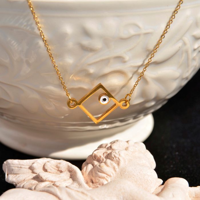 Yellow gold square necklace