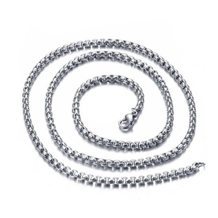 Round Box Chain Silver necklace