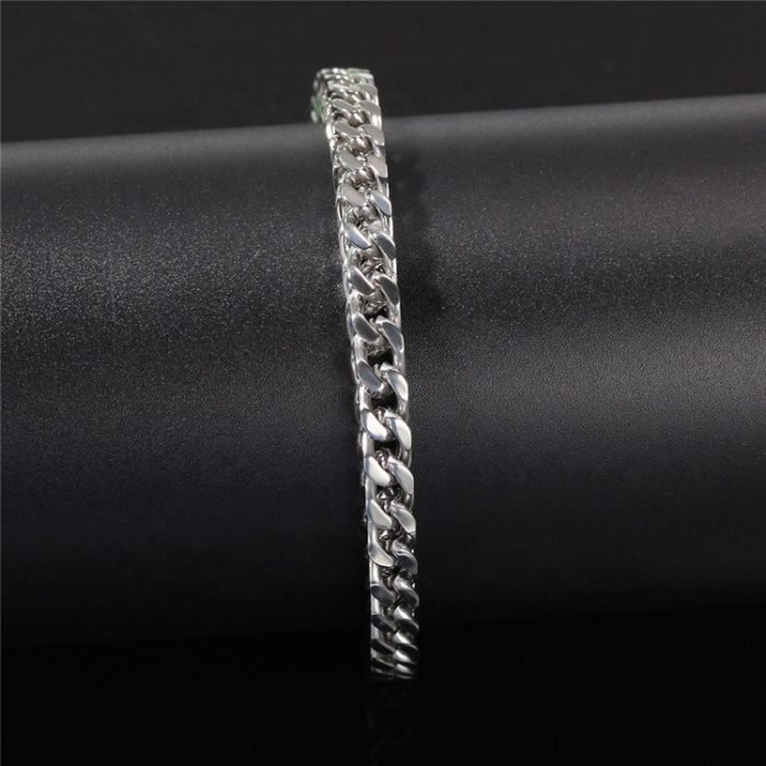 square chain bracelet silver