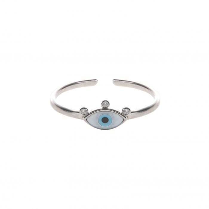 3 ZIRCONIUMS EYE RING - SILVER