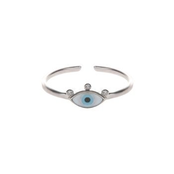 3 ZIRCONIUMS EYE RING – SILVER