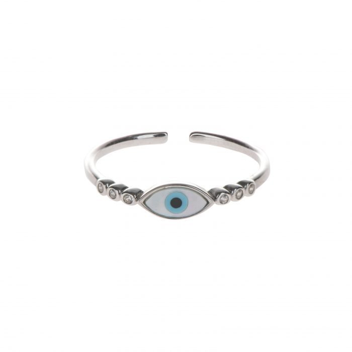 6 ZIRCONIUMS EYE RING - SILVER