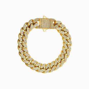 ICED OUT CUBAN BRACELET – GOLD